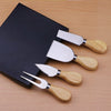 (4pcs) Wooden Handle Cheese Knives Set Cheese Knife Slicer Fork Scoop Cutter Useful Cooking Tools In Black Box